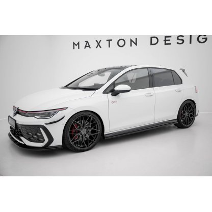 Maxton Design difuzory pod boční prahy ver.4 pro Volkswagen Golf GTI Mk8, černý lesklý plast ABS