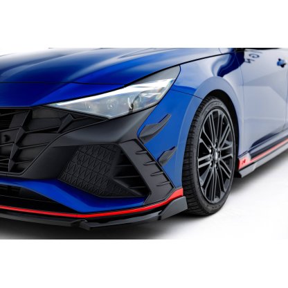 Maxton Design přítlačná křidélka předního nárazníku pro Hyundai Elantra N Mk7, plast ABS bez povrchové úpravy