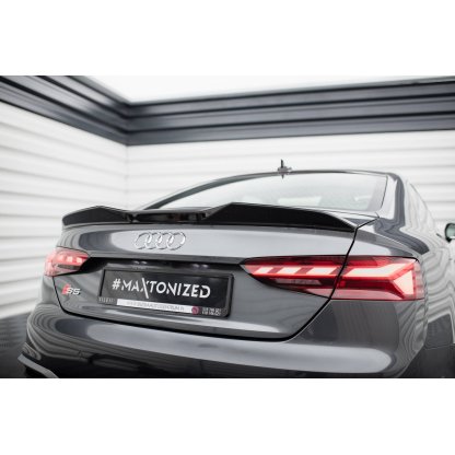 Maxton Design prodloužení spoileru 3d pro Audi A5 F5 FL, černý lesklý plast ABS, S-Line Coupe