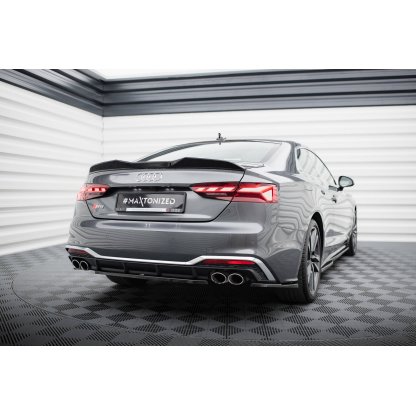 Maxton Design prodloužení spoileru 3d pro Audi A5 F5 FL, černý lesklý plast ABS, S-Line Coupe
