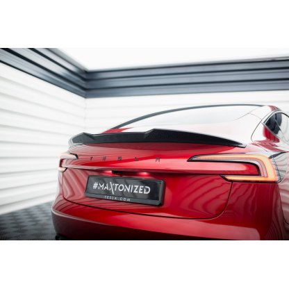 Maxton Design prodloužení spoileru 3d pro Tesla Model 3 Mk1, Mk1 Project Highland Facelift, černý lesklý plast ABS