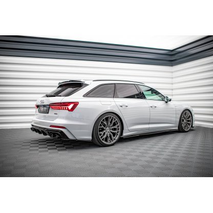 Maxton Design prodloužení spoileru pro Audi A6 C8, černý lesklý plast ABS, S-Line
