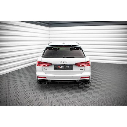 Maxton Design prodloužení spoileru pro Audi A6 C8, černý lesklý plast ABS, S-Line