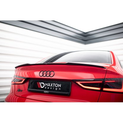 Maxton Design prodloužení spoileru pro Audi RS3 8V, černý lesklý plast ABS, Sedan