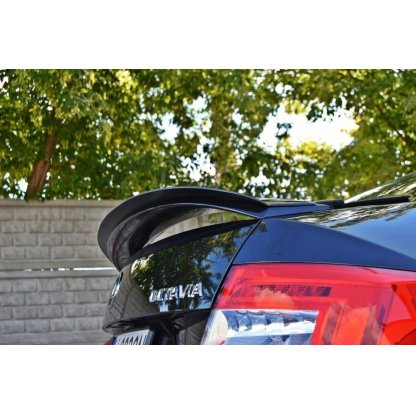 Maxton Design prodloužení spoileru pro Škoda Octavia RS Mk3, černý lesklý plast ABS, sedan