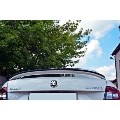 Maxton Design prodloužení spoileru pro Škoda Octavia RS Mk3, černý lesklý plast ABS, sedan
