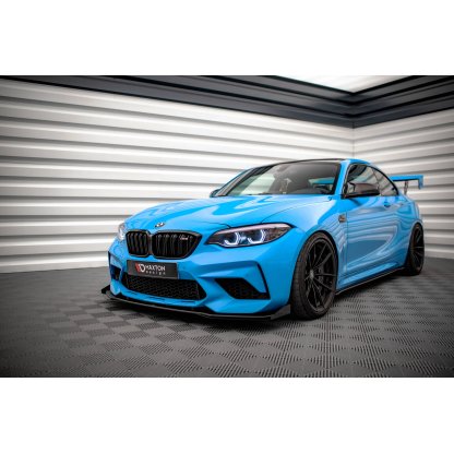 Maxton Design rohové spoilery pod přední nárazník pro BMW M2 F87, černý lesklý plast ABS, Competition