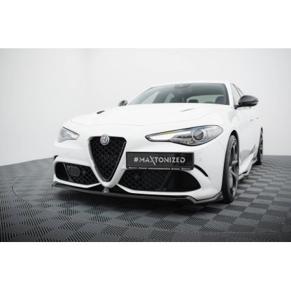 Maxton Design spoiler pod přední nárazník pro Alfa Romeo Giulia Qaudrifoglio, černý lesklý plast ABS
