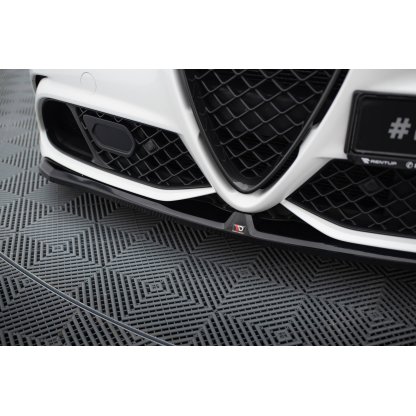 Maxton Design spoiler pod přední nárazník pro Alfa Romeo Giulia Qaudrifoglio, černý lesklý plast ABS