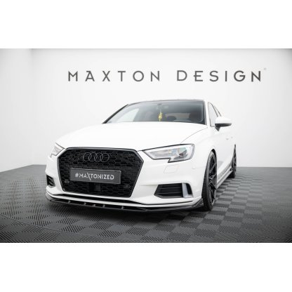 Maxton Design spoiler pod přední nárazník pro Audi A3 8V FL, černý lesklý plast ABS, Sedan