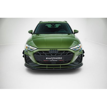 Maxton Design spoiler pod přední nárazník pro Audi A3 8Y Facelift, černý lesklý plast ABS, S-Line / S-Line Sedan