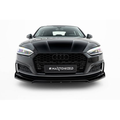 Maxton Design spoiler pod přední nárazník pro Audi A5 F5, černý lesklý plast ABS, S-Line Sportback / S-Line Coupe