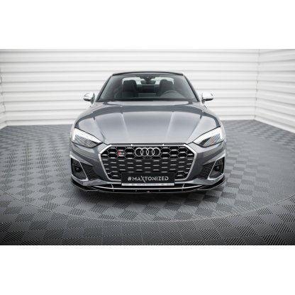 Maxton Design spoiler pod přední nárazník pro Audi A5 F5 FL, černý lesklý plast ABS, S-Line