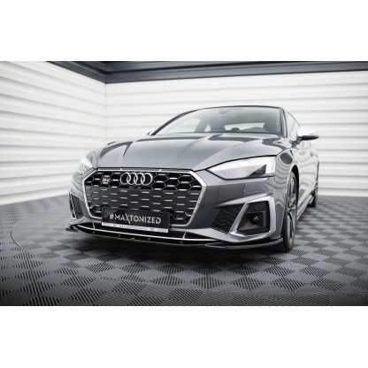 Maxton Design spoiler pod přední nárazník pro Audi A5 F5 FL, černý lesklý plast ABS, S-Line