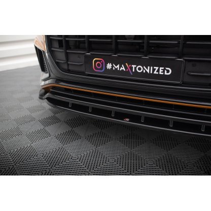 Maxton Design spoiler pod přední nárazník pro Audi Q8 Mk 1, černý lesklý plast ABS, S-Line