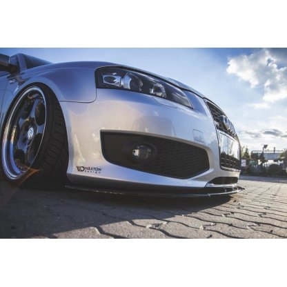 Maxton Design spoiler pod přední nárazník pro Audi S3 8P, černý lesklý plast ABS