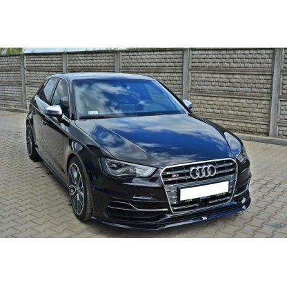 Maxton Design spoiler pod přední nárazník pro Audi S3 8V, černý lesklý plast ABS