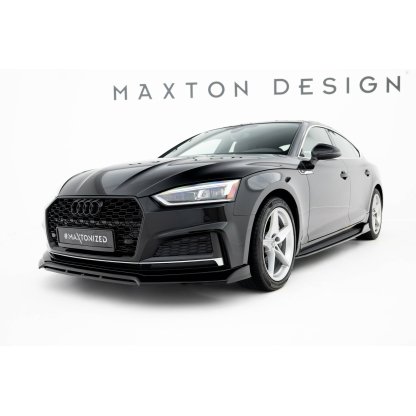 Maxton Design spoiler pod přední nárazník pro Audi S5 F5, černý lesklý plast ABS, Coupe / Sportback