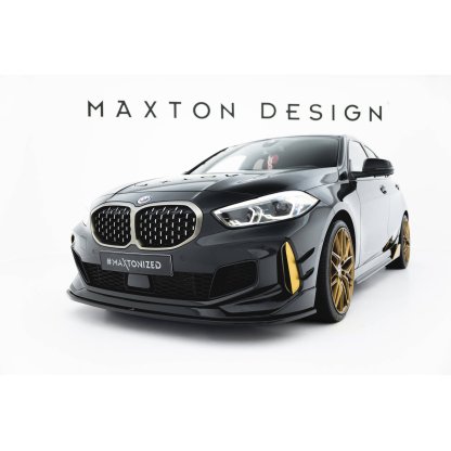 Maxton Design spoiler pod přední nárazník pro BMW řada 1 F40, černý lesklý plast ABS, M135i M-Performance