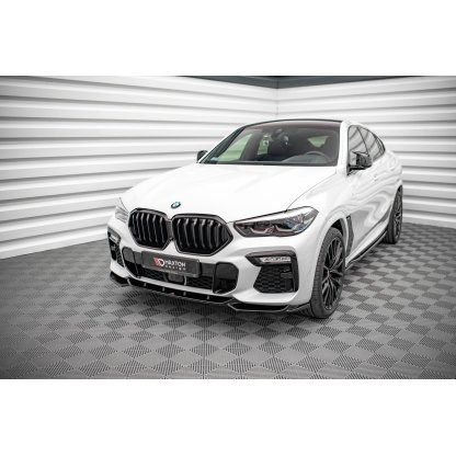 Maxton Design spoiler pod přední nárazník pro BMW X6 G06 /M-Pack, černý lesklý plast ABS