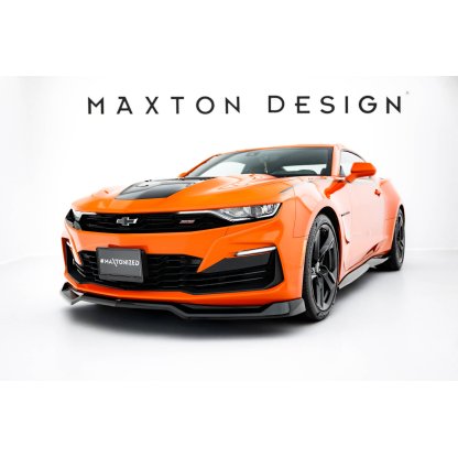 Maxton Design spoiler pod přední nárazník pro Chevrolet Camaro SS Mk6 Facelift, černý lesklý plast ABS