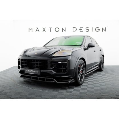 Maxton Design spoiler pod přední nárazník pro Porsche Cayenne Mk3 Facelift, černý lesklý plast ABS, Turbo E-Hybrid, Sport Design SUV / Coupe - S/ E-Hybrid/ S E-Hybrid