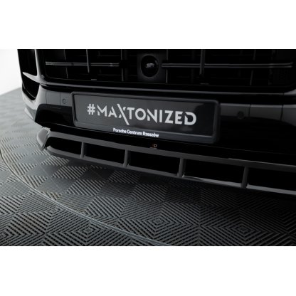 Maxton Design spoiler pod přední nárazník pro Porsche Cayenne Mk3 Facelift, černý lesklý plast ABS, Turbo E-Hybrid, Sport Design SUV / Coupe - S/ E-Hybrid/ S E-Hybrid