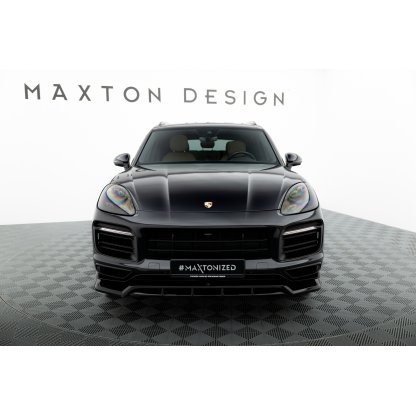 Maxton Design spoiler pod přední nárazník pro Porsche Cayenne Mk3 Sport Design, černý lesklý plast ABS