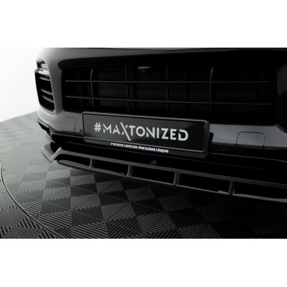 Maxton Design spoiler pod přední nárazník pro Porsche Cayenne Mk3 Sport Design, černý lesklý plast ABS
