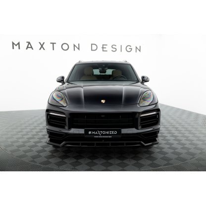 Maxton Design spoiler pod přední nárazník pro Porsche Cayenne Mk3 Sport Design, černý lesklý plast ABS