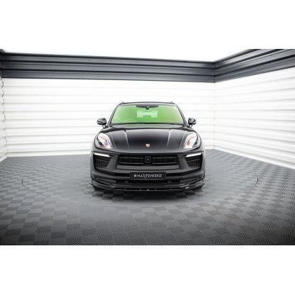 Maxton Design spoiler pod přední nárazník pro Porsche Macan GTS Mk1 Facelift 2, černý lesklý plast ABS