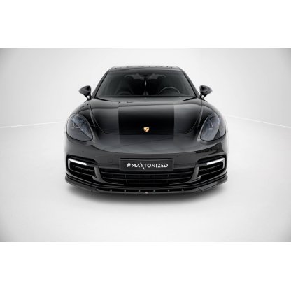 Maxton Design spoiler pod přední nárazník pro Porsche Panamera 4S 971, 971 E-Hybrid, černý lesklý plast ABS