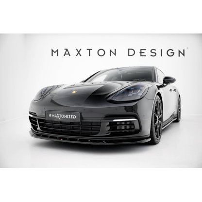 Maxton Design spoiler pod přední nárazník pro Porsche Panamera 4S 971, 971 E-Hybrid, černý lesklý plast ABS