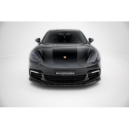 Maxton Design spoiler pod přední nárazník pro Porsche Panamera 4S 971, 971 E-Hybrid, černý lesklý plast ABS