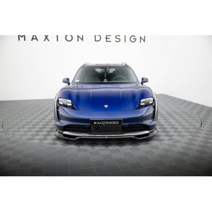 Maxton Design spoiler pod přední nárazník pro Porsche Taycan 4S, černý lesklý plast ABS, Cross Turismo