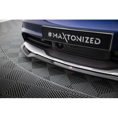Maxton Design spoiler pod přední nárazník pro Porsche Taycan 4S, černý lesklý plast ABS, Cross Turismo