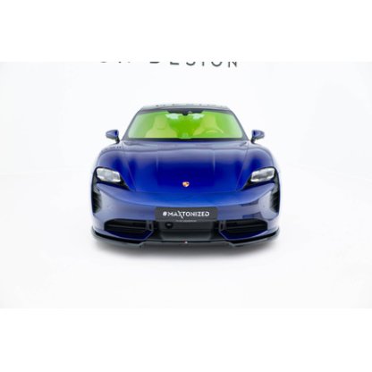 Maxton Design spoiler pod přední nárazník pro Porsche Taycan Turbo S Mk1, černý lesklý plast ABS