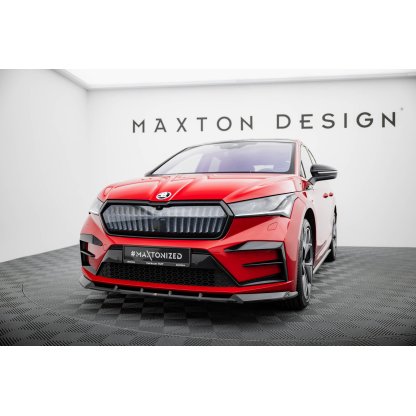 Maxton Design spoiler pod přední nárazník pro Škoda Enyaq iV Mk1, černý lesklý plast ABS