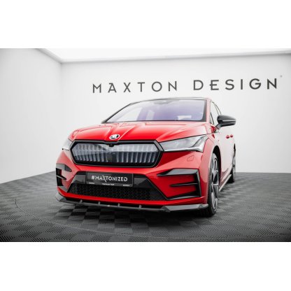 Maxton Design spoiler pod přední nárazník pro Škoda Enyaq iV Mk1, černý lesklý plast ABS