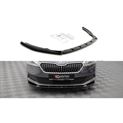 Maxton Design spoiler pod přední nárazník pro Škoda Fabia MK3 Facelift, černý lesklý plast ABS