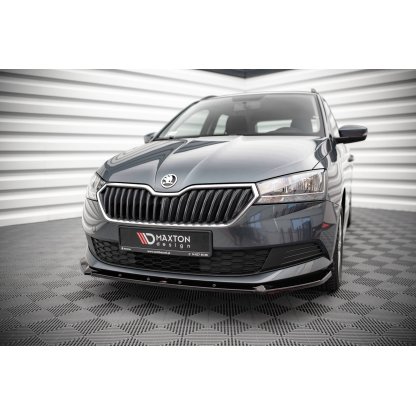 Maxton Design spoiler pod přední nárazník pro Škoda Fabia MK3 Facelift, černý lesklý plast ABS
