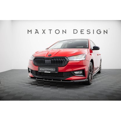 Maxton Design spoiler pod přední nárazník pro Škoda Fabia Mk4, černý lesklý plast ABS