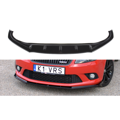 Maxton Design spoiler pod přední nárazník pro Škoda Fabia RS Mk2, černý lesklý plast ABS