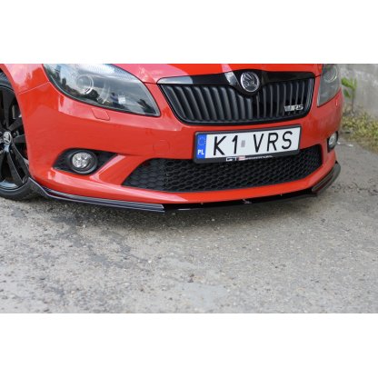 Maxton Design spoiler pod přední nárazník pro Škoda Fabia RS Mk2, černý lesklý plast ABS