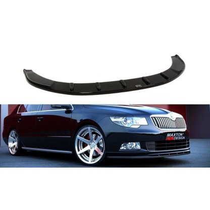 Maxton Design spoiler pod přední nárazník pro Škoda Superb Mk2, černý lesklý plast ABS, pouze pro sportovní nárazník