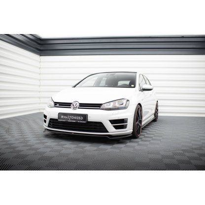 Maxton Design spoiler pod přední nárazník pro Volkswagen Golf R Mk7, černý lesklý plast ABS, ver. 2