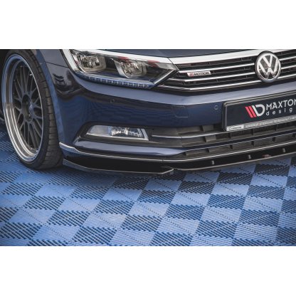 Maxton Design spoiler pod přední nárazník pro Volkswagen Passat Mk8 (B8), černý lesklý plast ABS