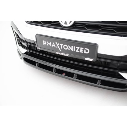Maxton Design spoiler pod přední nárazník pro Volkswagen T-roc R Mk1, černý lesklý plast ABS