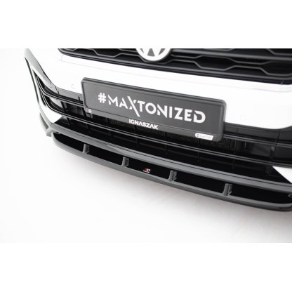 Maxton Design spoiler pod přední nárazník pro Volkswagen T-roc R Mk1, černý lesklý plast ABS
