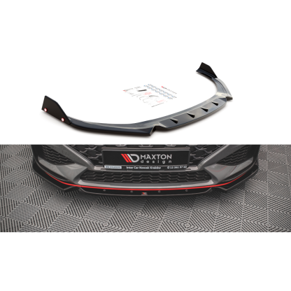 Maxton Design spoiler pod přední nárazník s křidélky ver.1 pro Hyundai i30 N MK3 Facelift, černý lesklý plast ABS